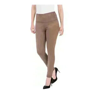 Hilary Radley  Legging Pull On Stretch Faux Suede High Waist Brown